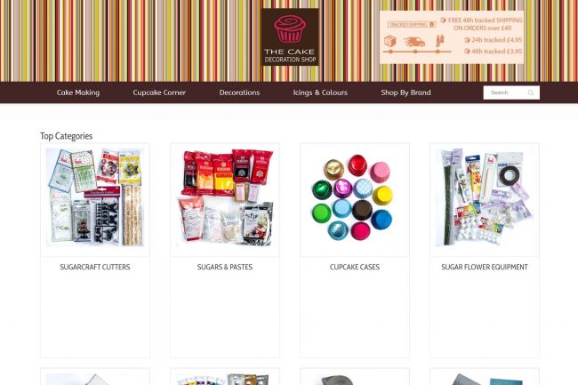 Cake Decoration Shop that sells cake decorating supplies website design, photography and ecommerce