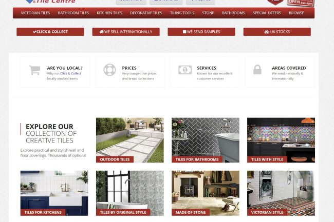 Tile retailer – Local, national, and international SEO, e-commerce, bulk product data, and web design